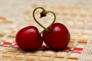 Two berries cherry heart №46231