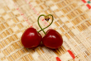 Two berries cherry heart №46246