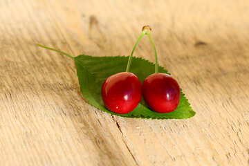 Cherry on a wooden board №46252