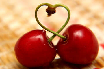 Two berries cherry heart №46234