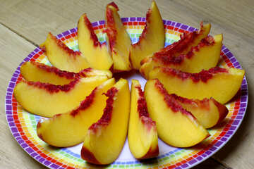 Peaches on a plate sliced №46311