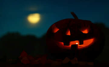 Zucca di Halloween sullo sfondo della luna №46170