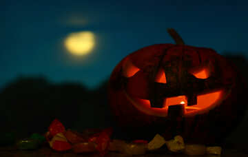 Halloween pumpkin in the background of the moon №46171