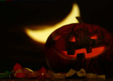Halloween pumpkin in the background of the moon №46176