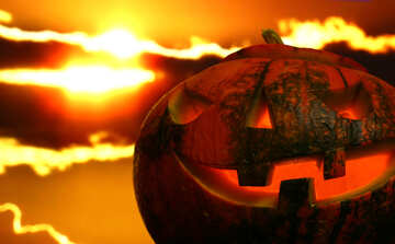Halloween pumpkin on a sunset background №46188
