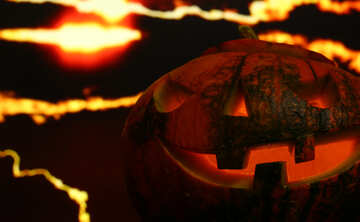Halloween pumpkin on a sunset background №46189