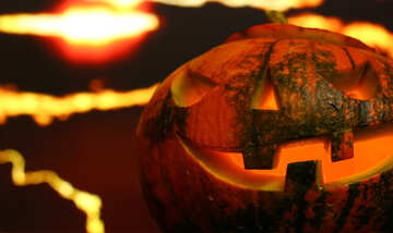 Calabaza de Halloween en un fondo puesta de sol №46191