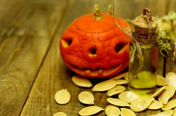 Halloween little pumpkin with seeds №46206