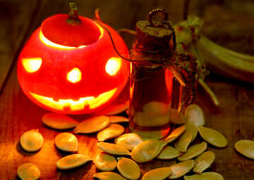 Halloween little pumpkin with seeds №46208