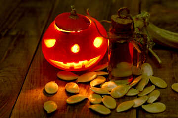 Halloween little pumpkin with seeds №46209