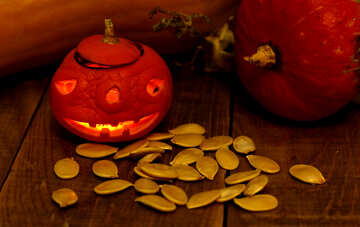 Halloween little pumpkin with seeds №46213