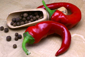 Black pepper and red chilli