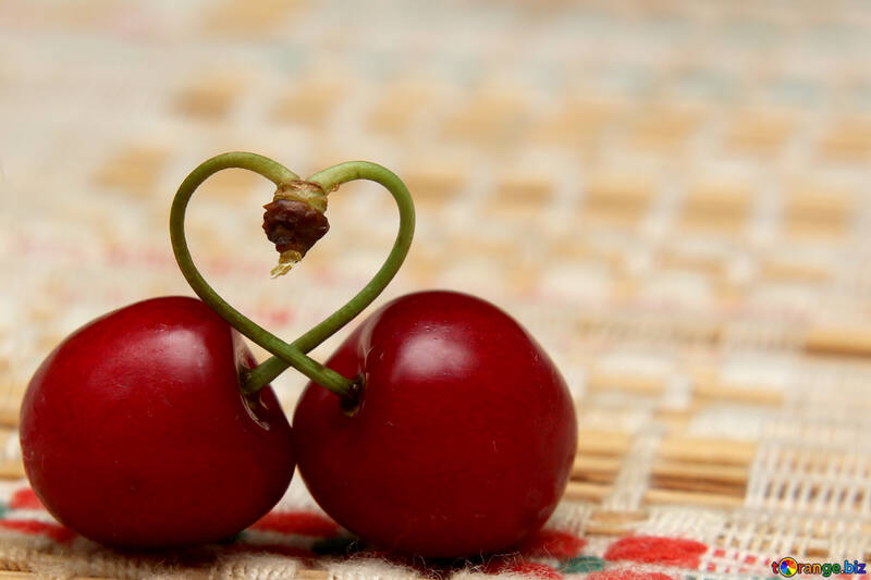Two berries cherry heart №46232