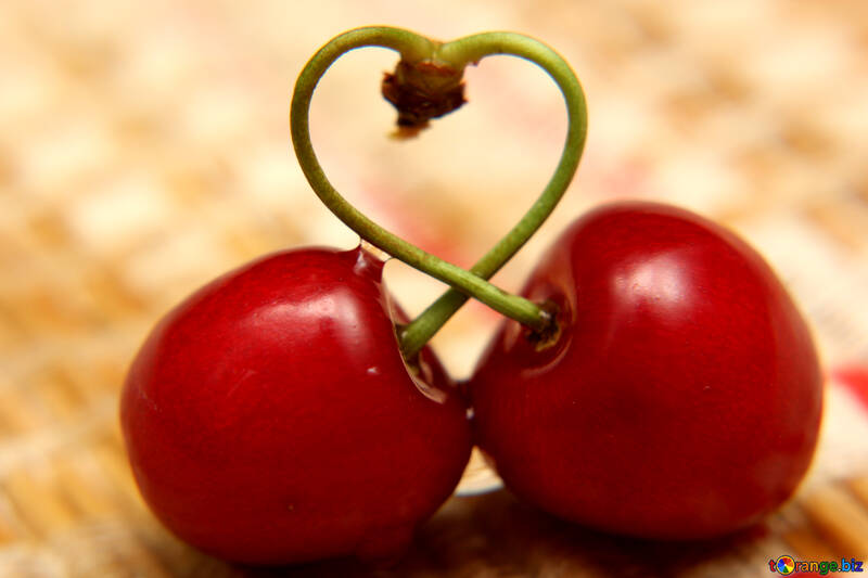 Two berries cherry heart №46234