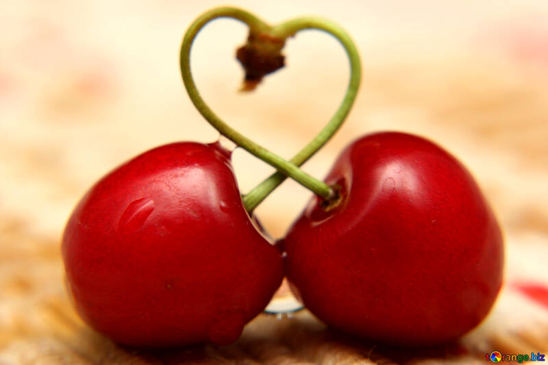 Two berries cherry heart №46235