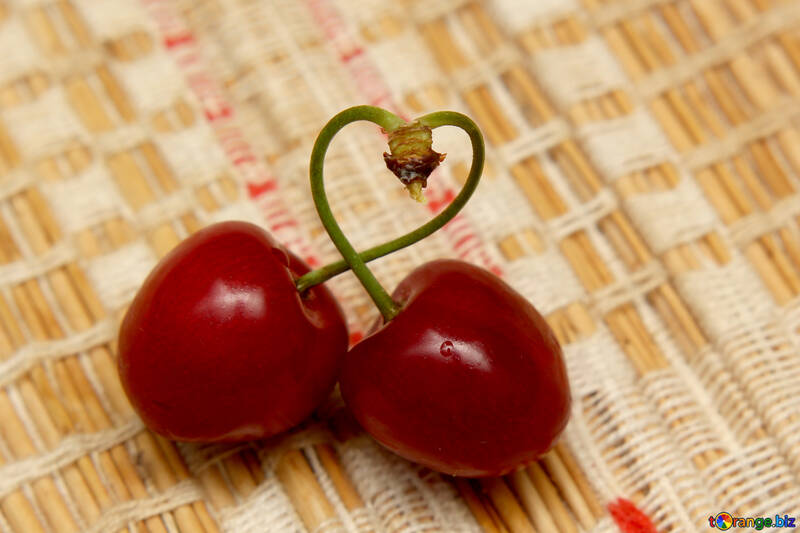 Two berries cherry heart №46236