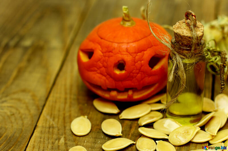 Halloween little pumpkin with seeds №46206