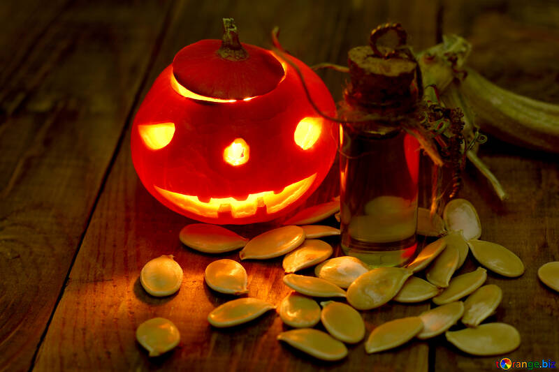 Halloween little pumpkin with seeds №46209