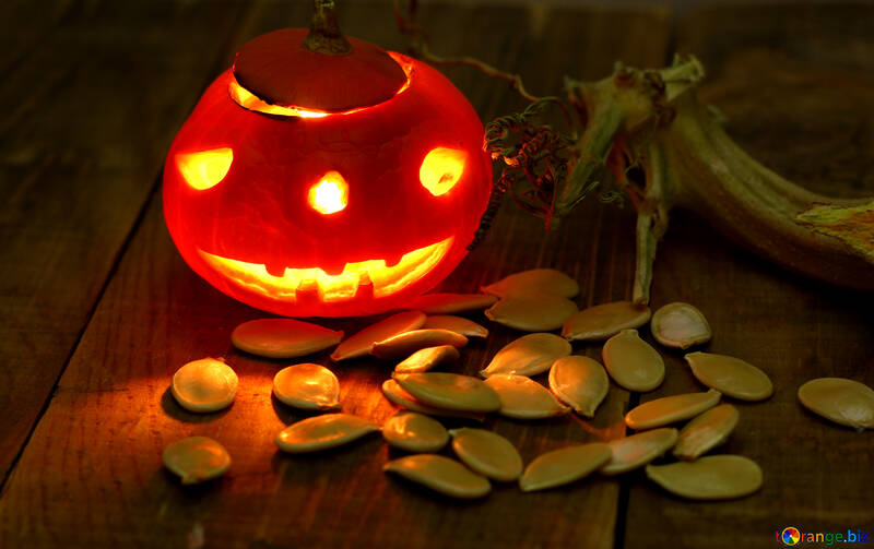 Halloween little pumpkin with seeds №46210