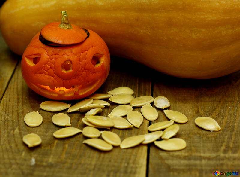 Halloween little pumpkin with seeds №46212