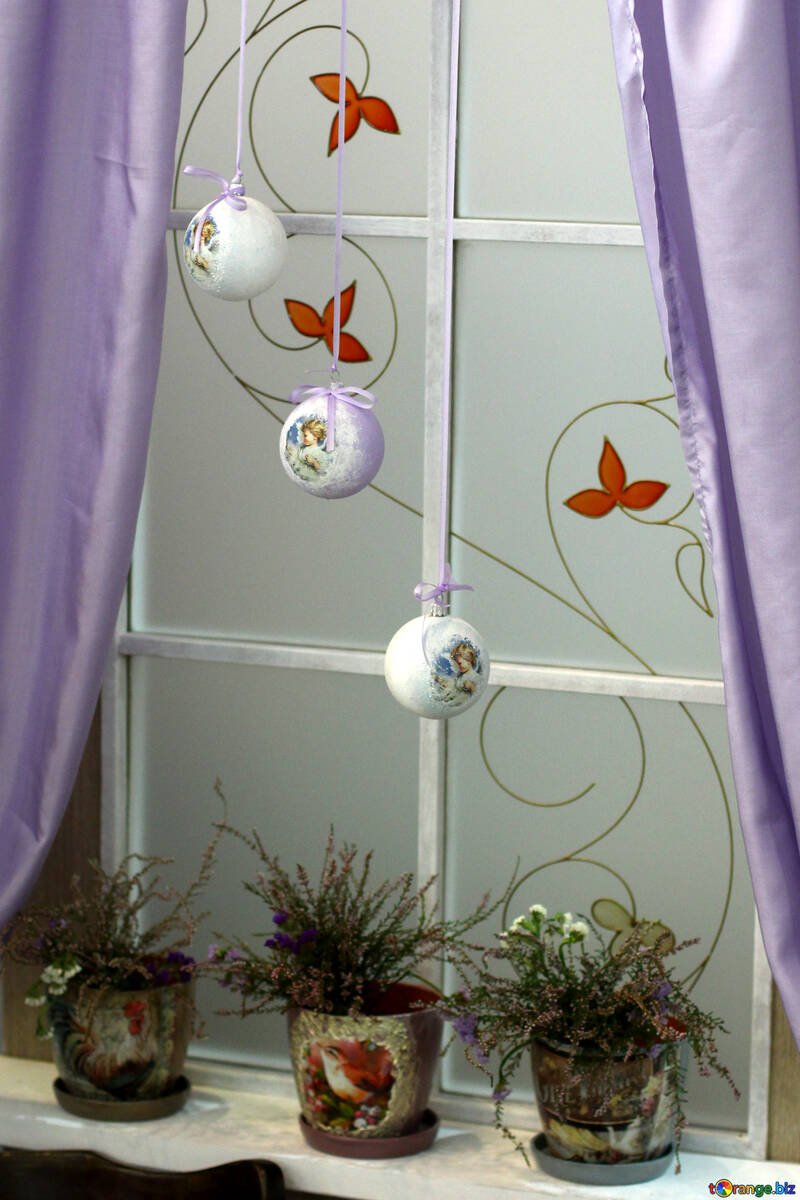 Winter-Fenster mit Blumen №46912
