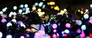 Blurred Christmas lights garlands background color №47914