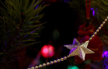 クリスマスツリーに星の装飾 №47940