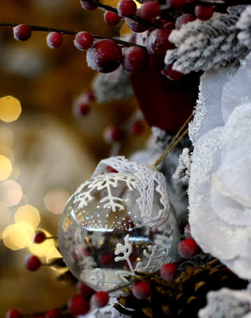 Glass Christmas ball in the composition №47570