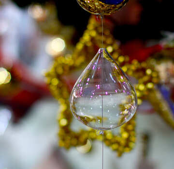 Christmas decoration glass chain of drops №47575