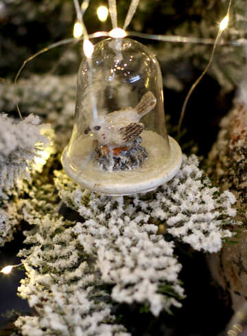 Celular del juguete de Navidad es de vidrio con un pájaro №47791