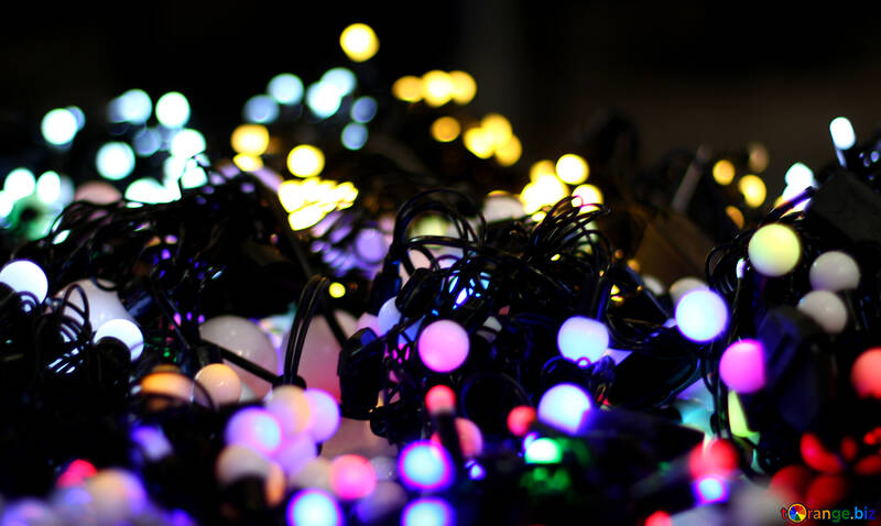 Blurred Christmas lights garlands background color №47915