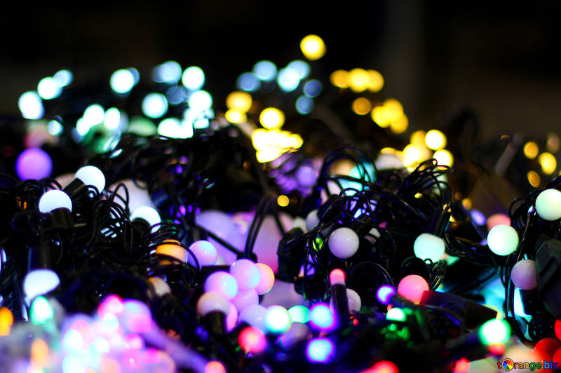 Blurred Christmas lights garlands background color №47916