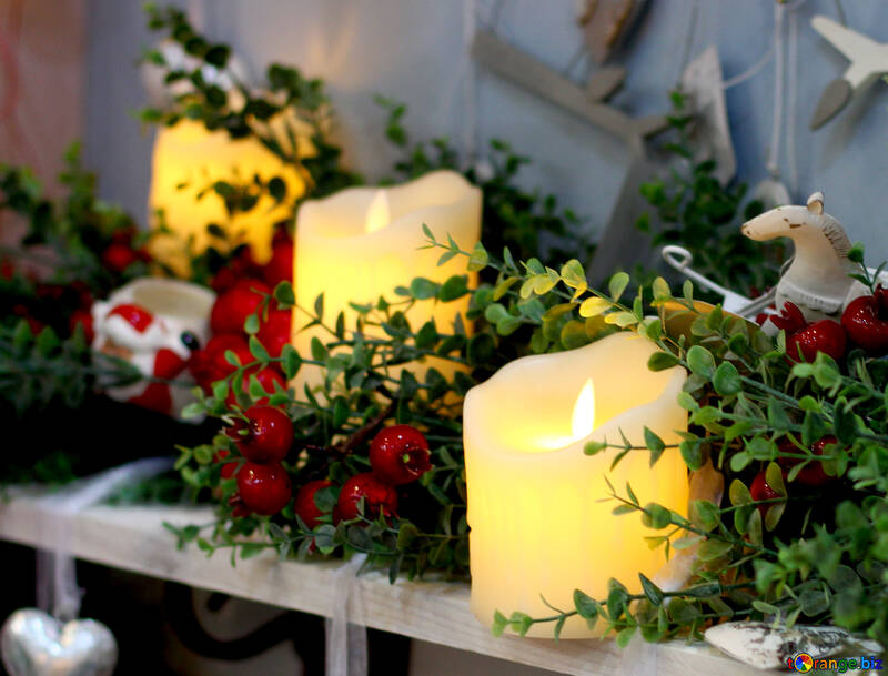 Christmas candles on a table №47629