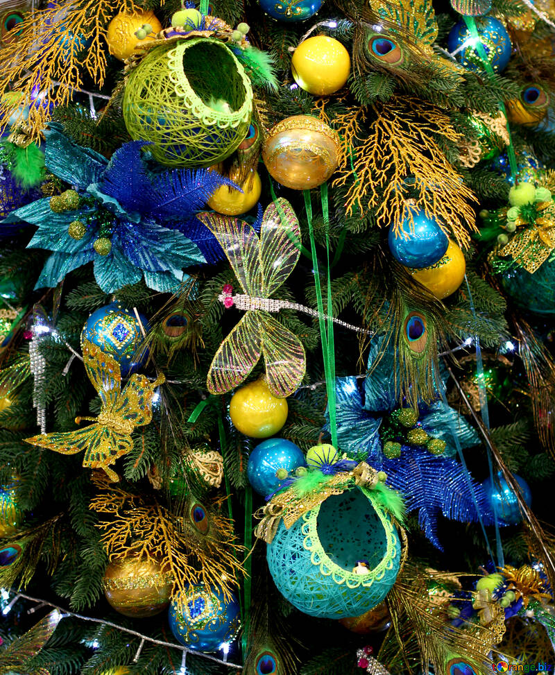 Ornamentos textura em uma árvore de Natal №47648