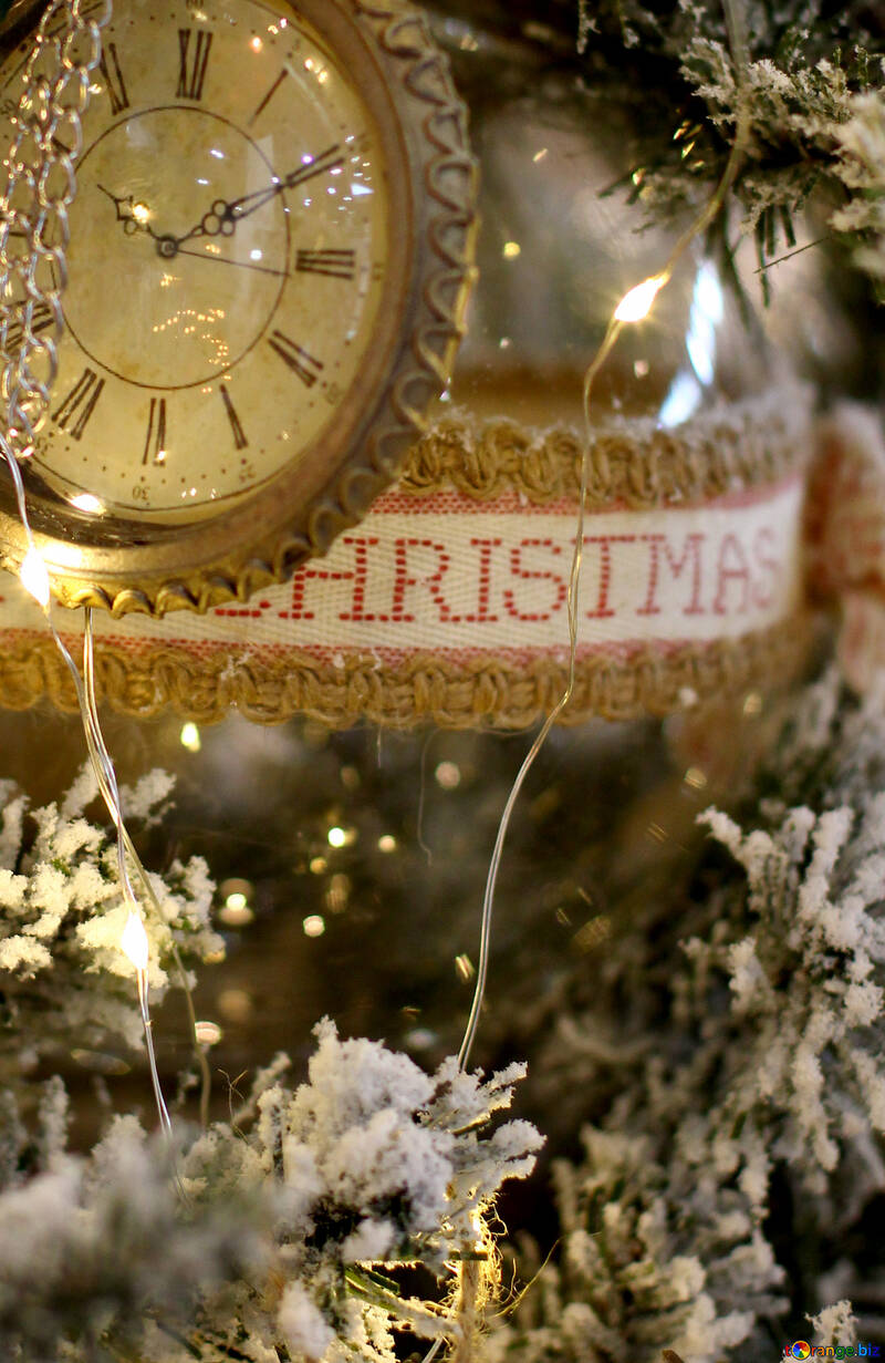 Christmas toy vintage watch on a Christmas tree №47781