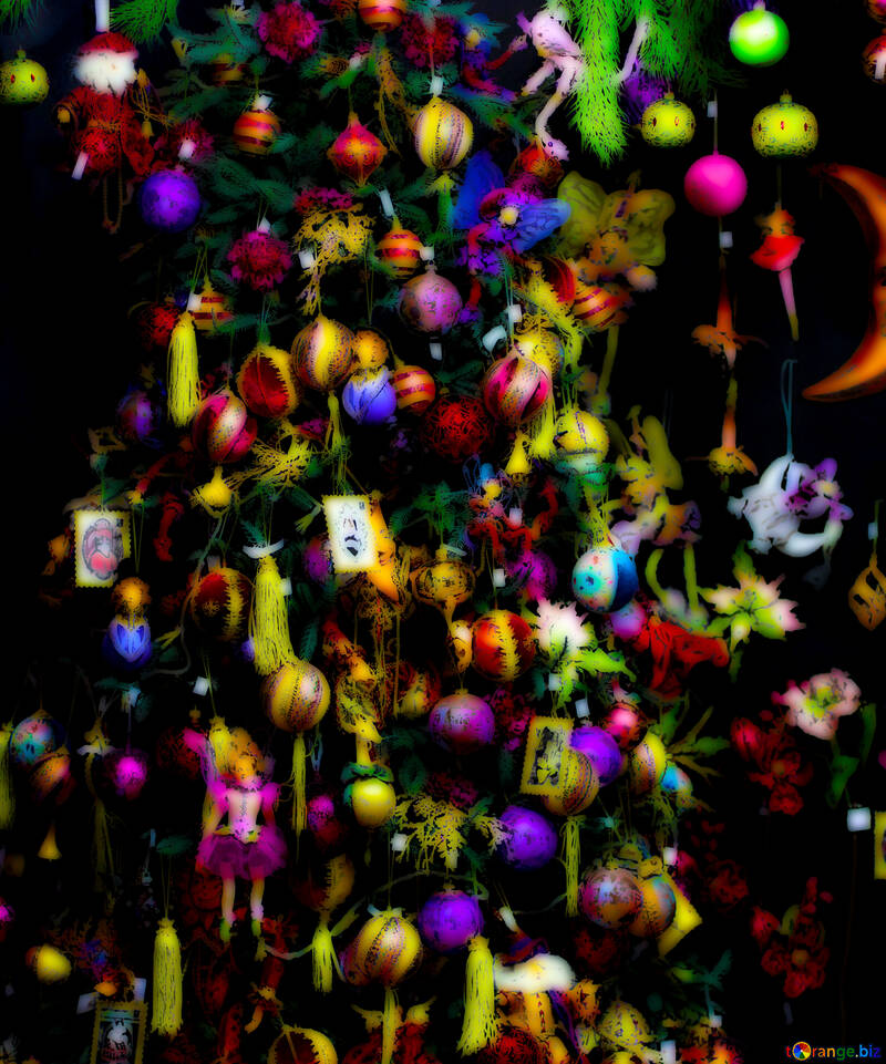 Weihnachtsbaum mit Spielzeug im Laden №47868