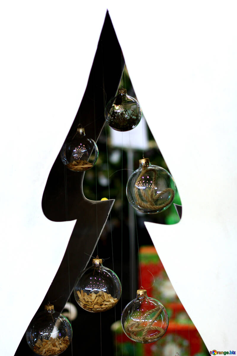 Diseñador de árbol de Navidad cortados de la madera contrachapada con bolas de cristal №47661