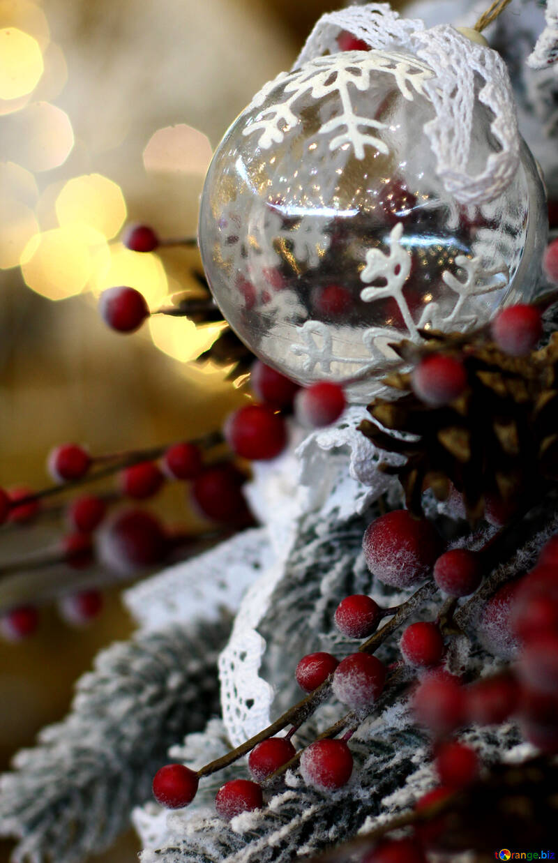 Glass Christmas ball in the composition №47571