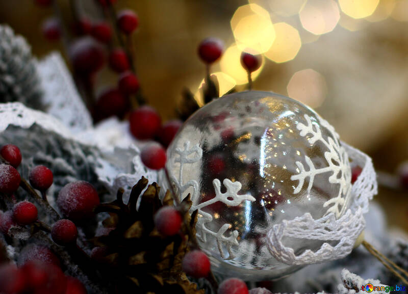 Glass Christmas ball in the composition №47573