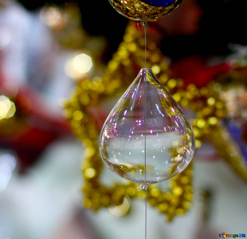 Christmas decoration glass chain of drops №47575
