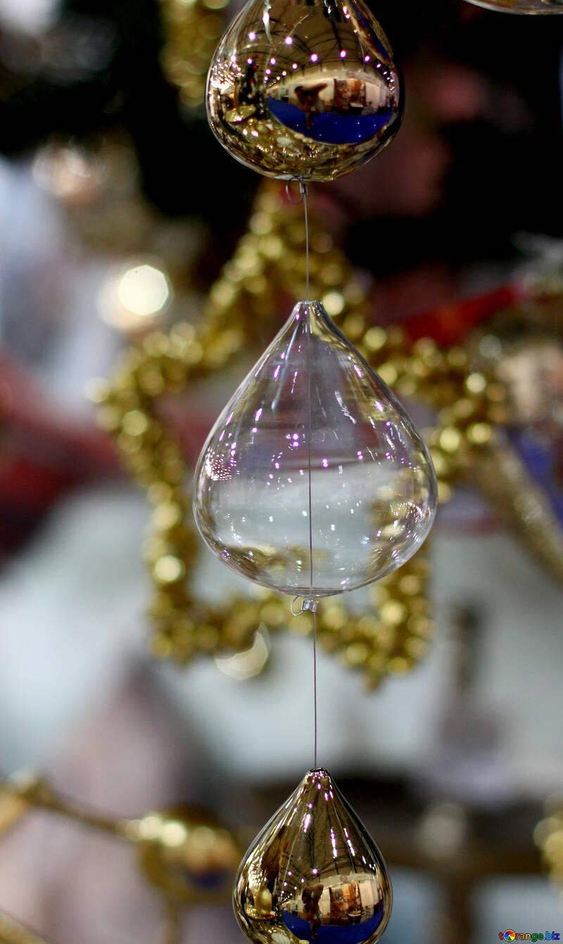 Christmas decoration glass chain of drops №47576