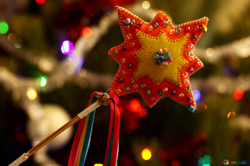 Estrella de la decoración hecha a mano de la Navidad №47946