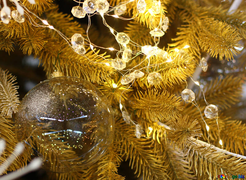 ライト反射のクリスマスの花輪 №47757