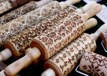 Rouleaux en bois pour des motifs d`empreintes digitales №48414