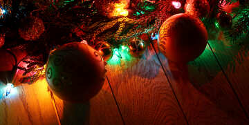 木製の背景にクリスマスの花輪 №48180
