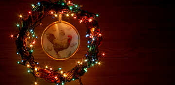Christmas wreath with a cock background with space for text №48041