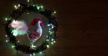 Christmas wreath with a cock background with space for text №48023