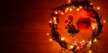 Christmas wreath with a cock background with space for text №48027