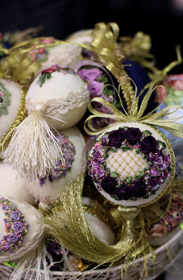 Eggs embroidered ribbons №48651