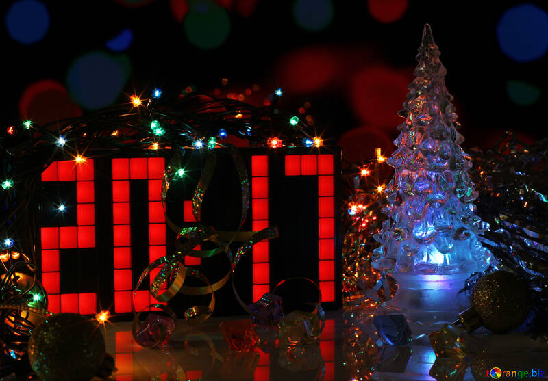 Imagen de la Navidad con los números 2017 y el árbol de navidad №48095
